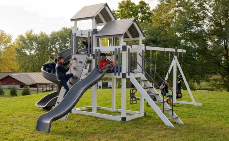 A clean sandbox in a playground outdoors