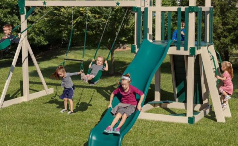 playground with a sandbox not yet filled with sand