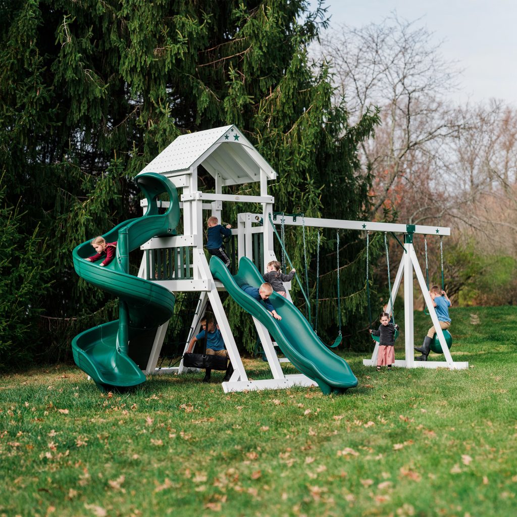 green and white vinyl playset