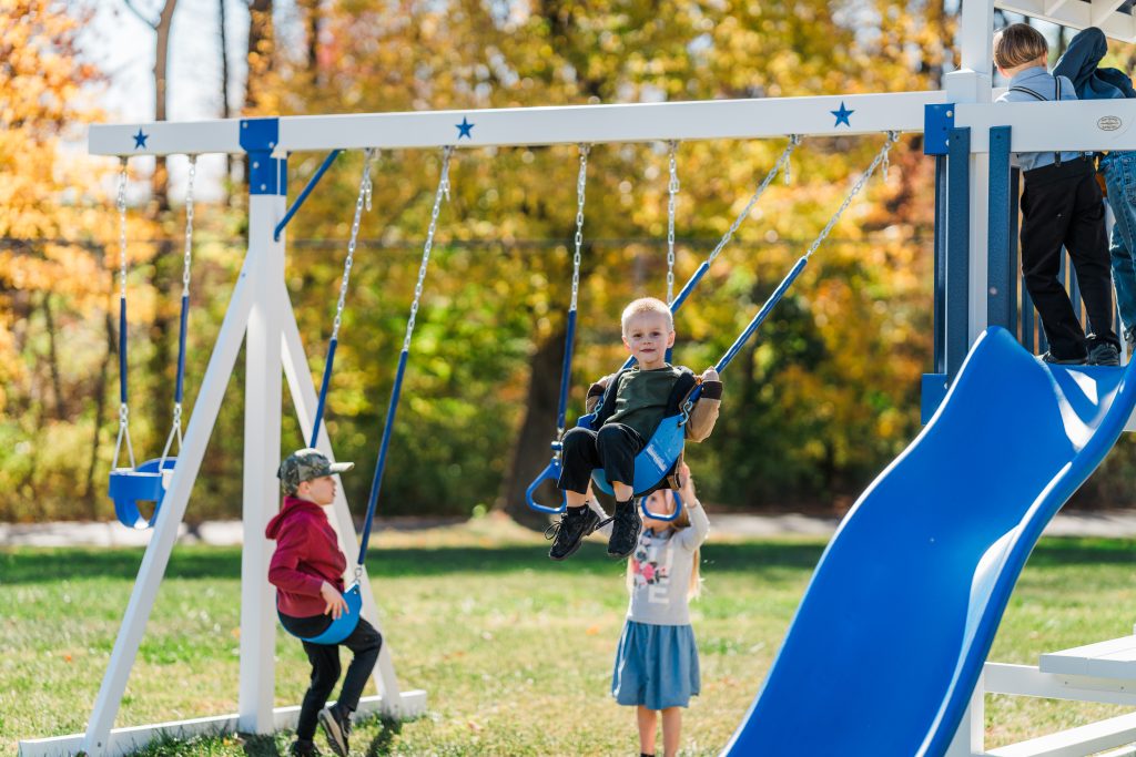 Swing beam for vinyl swingset